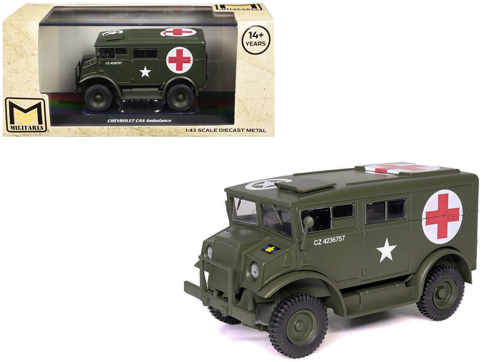 Chevrolet C8A Ambulance Olive Drab "United States Army" 1/43 Diecast Model by Militaria Die Cast free shipping USA - Rapid Vehicles