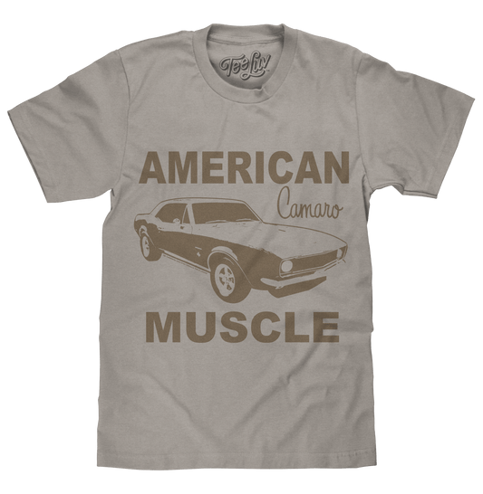 Chevrolet Camaro Faded American Muscle Graphic T-Shirt - Light Gray - Rapid Vehicles