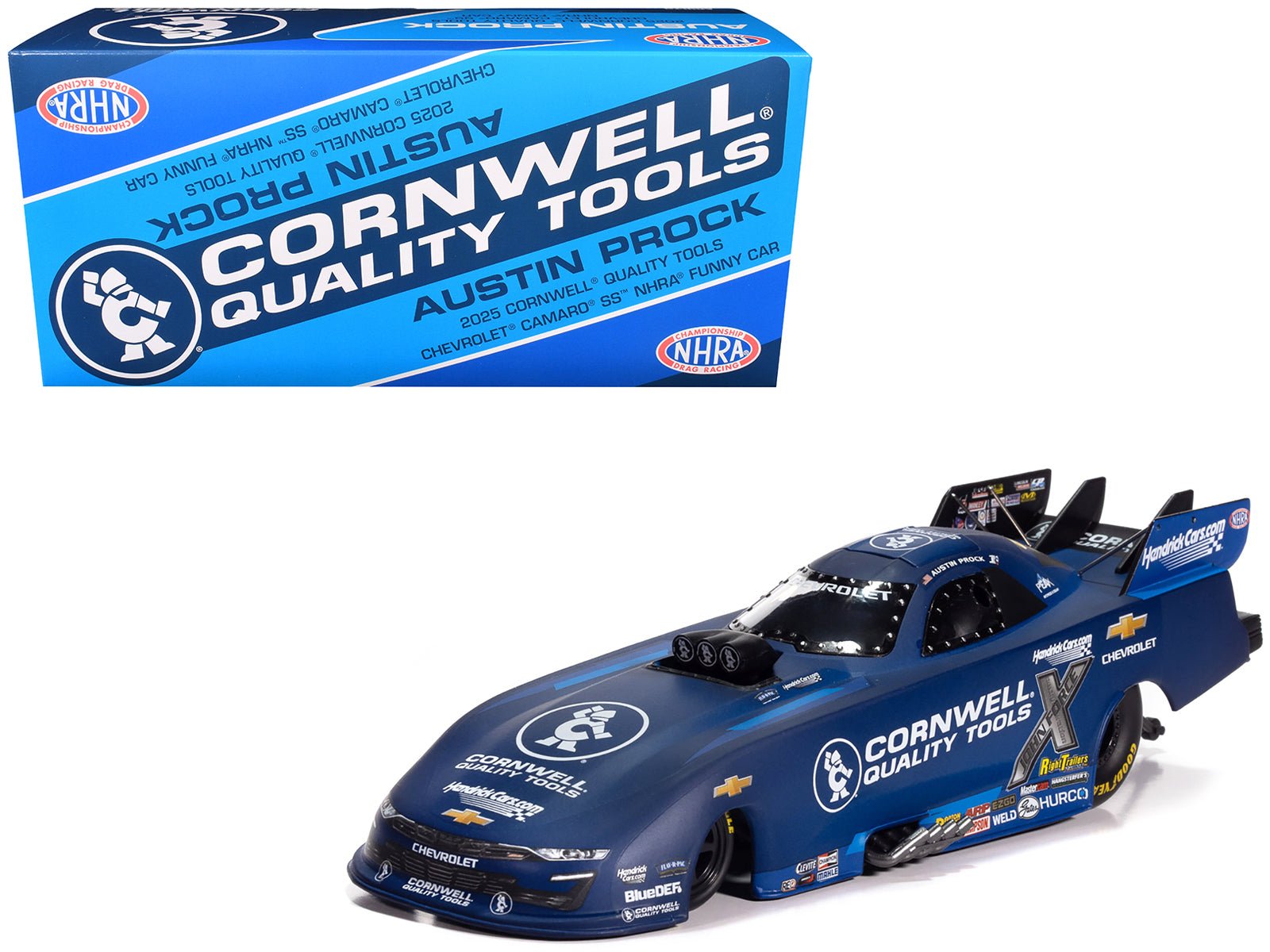 Chevrolet Camaro SS NHRA Funny Car Austin Prock "Cornwell Quality Tools" (2025) "John Force Racing" Limited Edition 1/24 Diecast Model by Auto World free shipping USA - Rapid Vehicles