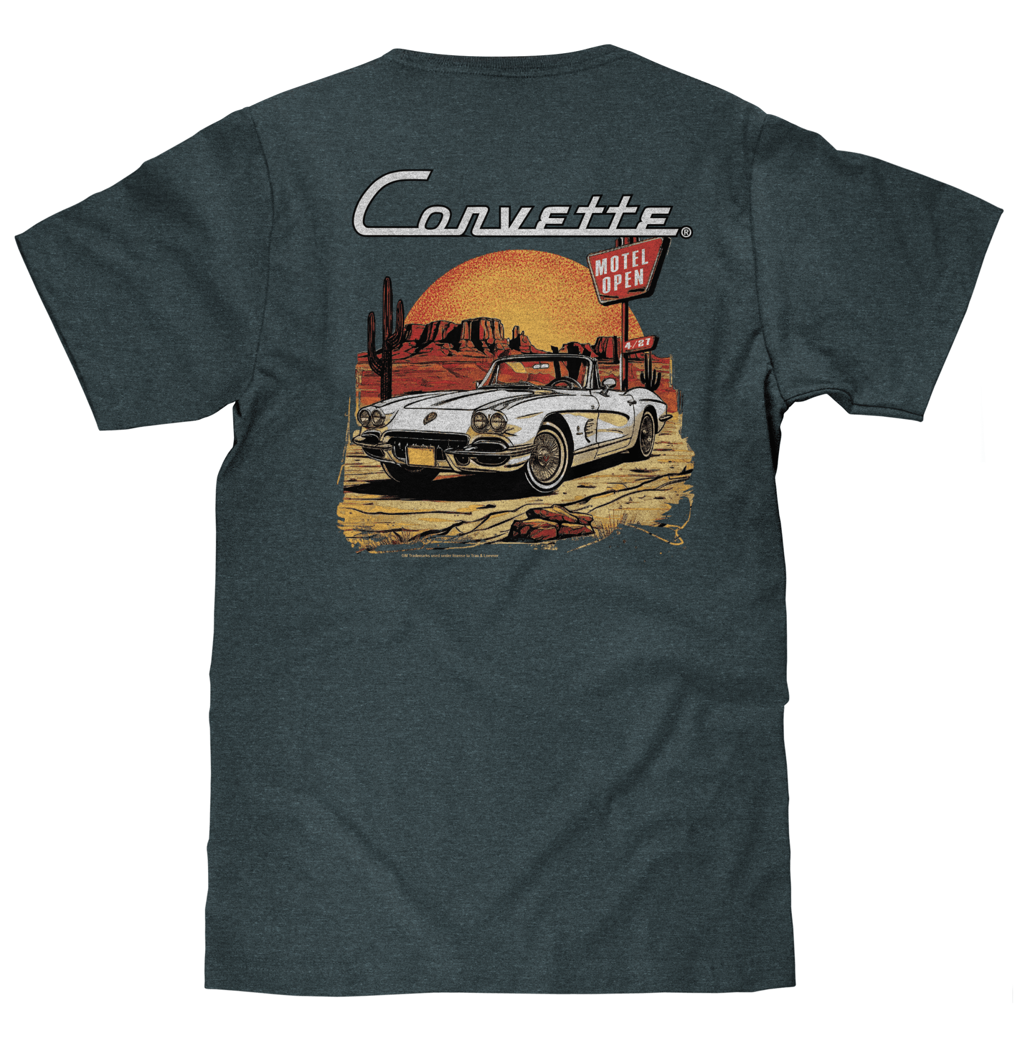 Chevy Corvette C1 Front and Back Print T-Shirt - Navy Heather - Rapid Vehicles