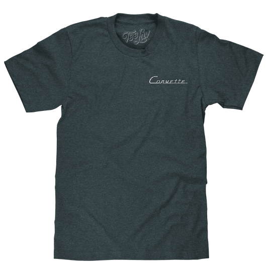 Chevy Corvette C1 Front and Back Print T-Shirt - Navy Heather - Rapid Vehicles