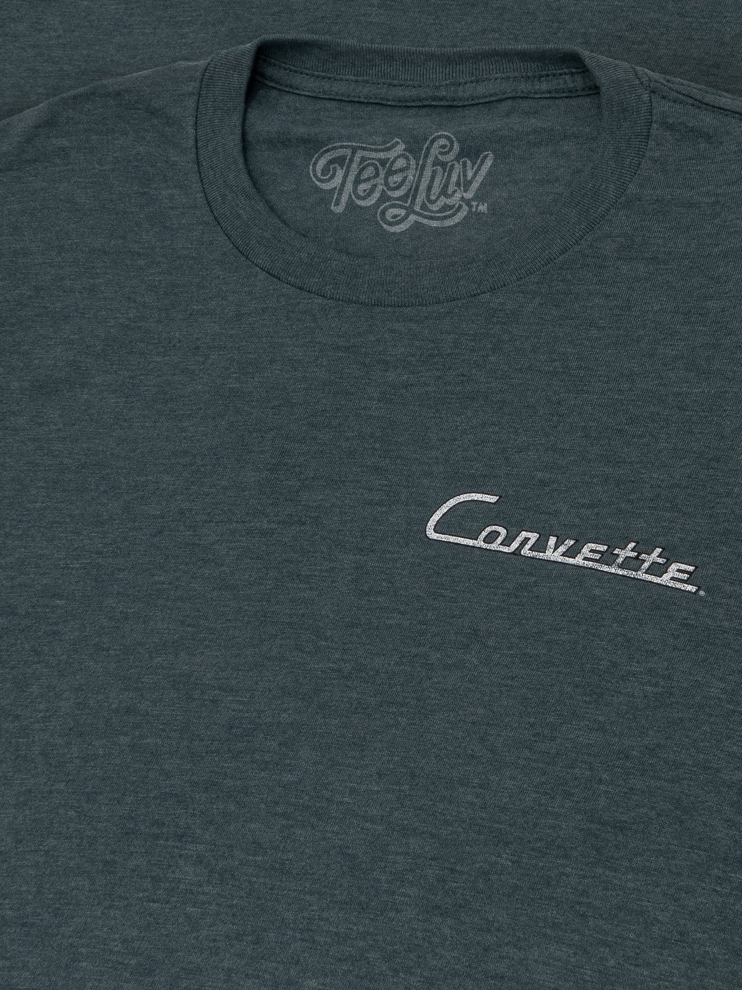 Chevy Corvette C1 Front and Back Print T-Shirt - Navy Heather - Rapid Vehicles