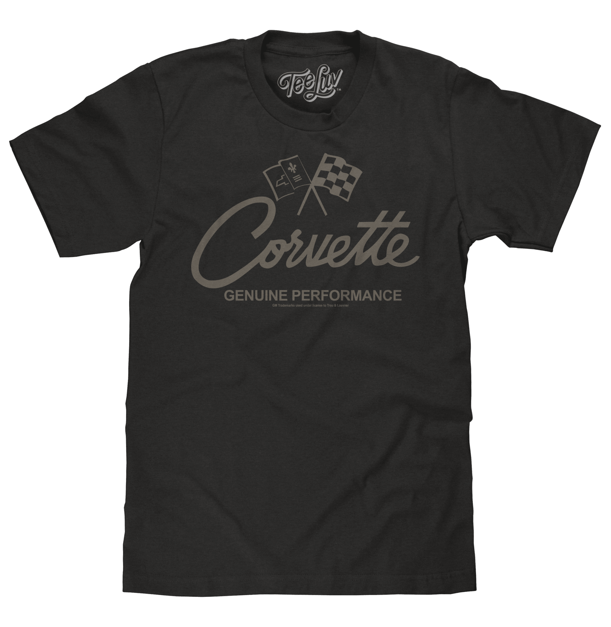 Chevy Corvette Genuine Performance Crossed Flags T-Shirt - Black - Rapid Vehicles