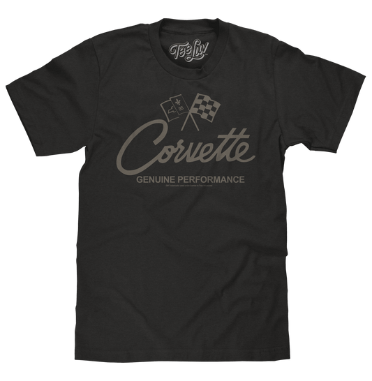 Chevy Corvette Genuine Performance Crossed Flags T-Shirt - Black - Rapid Vehicles