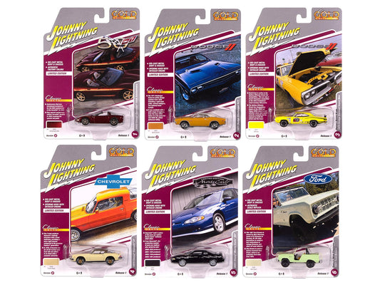 "Classic Gold Collection" 2025 Release 1 Set B of 6 Cars 1/64 Diecast Model Cars by Johnny Lightning free shipping USA - Rapid Vehicles