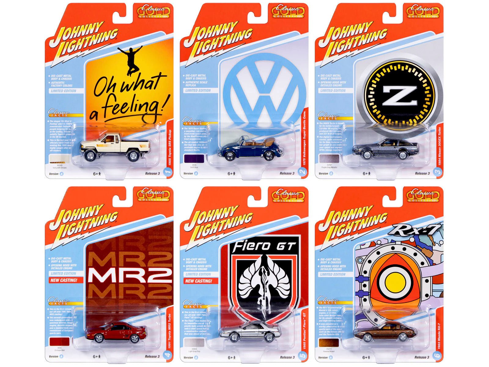 "Classic Gold Collection" 2026 Release 1 Set A of 6 Cars 1/64 Diecast Model Cars by Johnny Lightning free shipping USA - Rapid Vehicles