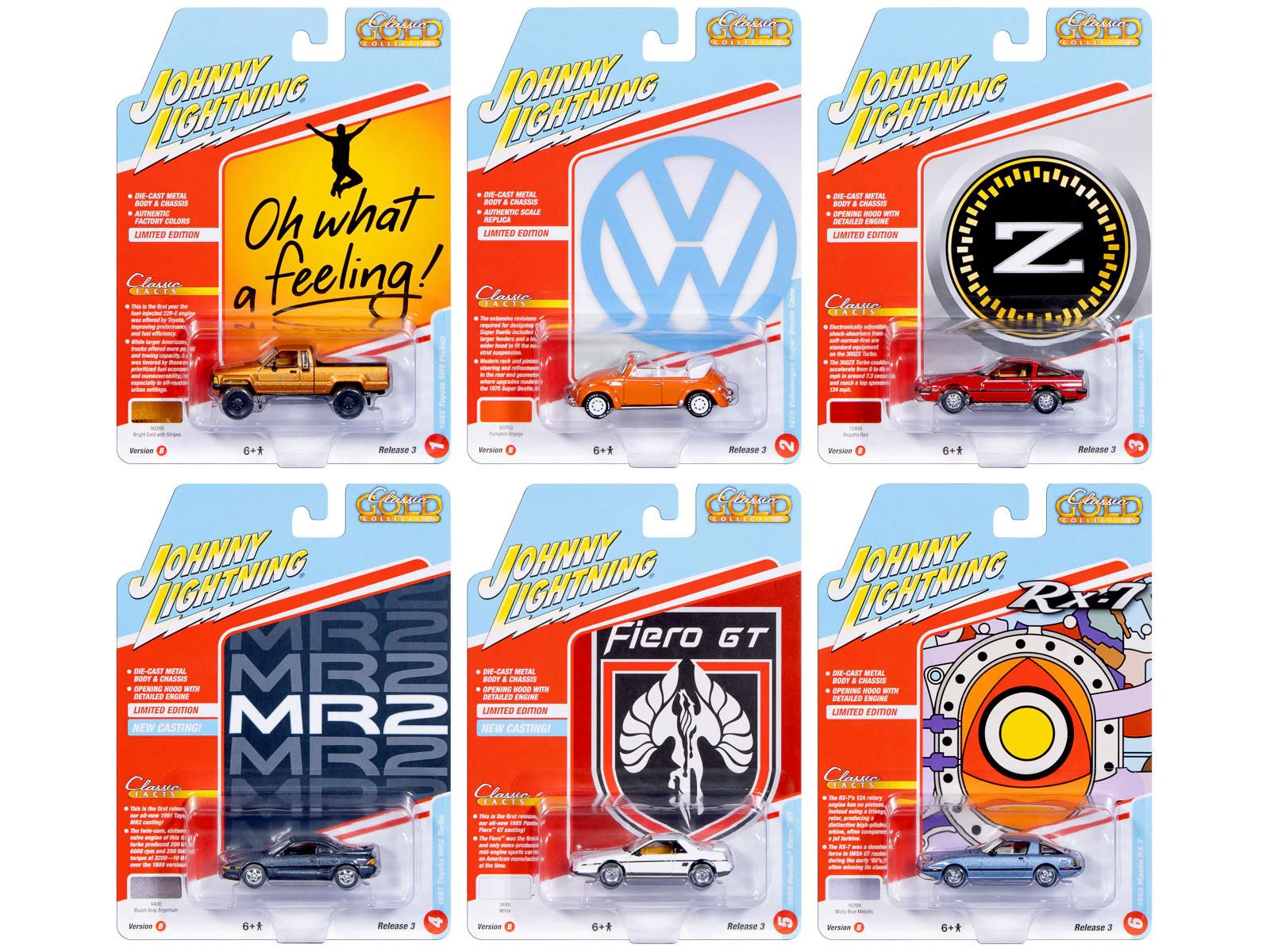 "Classic Gold Collection" 2026 Release 1 Set B of 6 Cars 1/64 Diecast Model Cars by Johnny Lightning free shipping USA - Rapid Vehicles