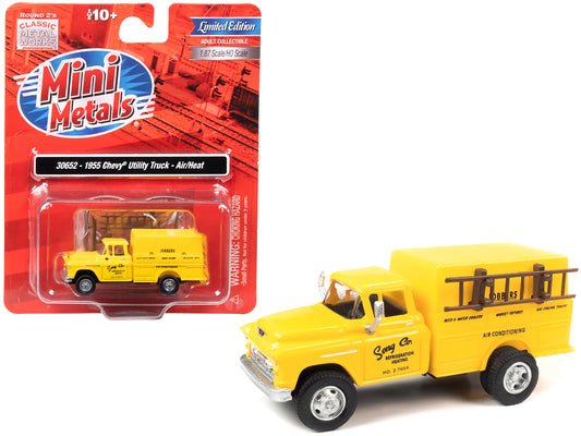 1955 Chevrolet Utility Truck Yellow "Song Co. Refrigeration and Heating" 1/87 (HO) Scale Model by Classic Metal Works free shipping USA
