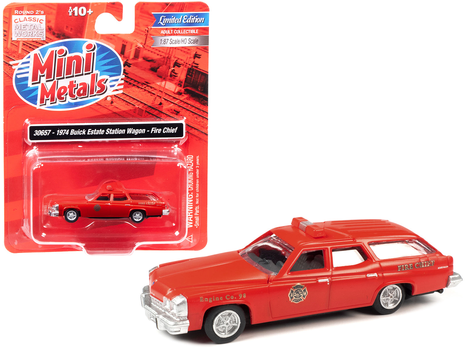 1974 Buick Estate Station Wagon Red "Fire Chief" 1/87 (HO) Scale Model by Classic Metal Works free shipping USA