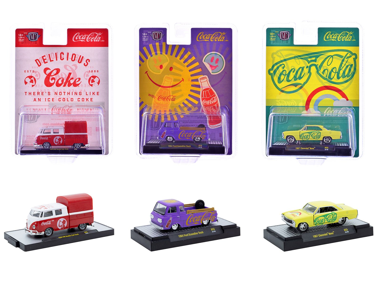 "Coca - Cola" Set of 3 pieces Release 53 Limited Edition to 10000 pieces Worldwide 1/64 Diecast Model Cars by M2 Machines free shipping USA - Rapid Vehicles