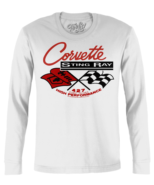 Corvette Stingray Long Sleeve T-Shirt - White - Rapid Vehicles