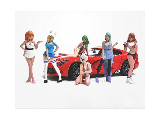 "Cosplay Girls" 6 piece Figure Set for 1/24 Scale Models by American Diorama free shipping USA - Rapid Vehicles