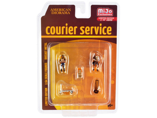 "Courier Service" 5 Piece Diecast Figures Set (2 Worker Figures and 3 accessories) Limited Edition to 4800 pieces Worldwide for 1/64 Scale Models by American Diorama free shipping USA - Rapid Vehicles