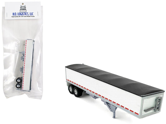 Covered Grain Trailer White with Black Tarp 1/87 (HO) Plastic Model Car by HO Logistics free shipping USA - Rapid Vehicles
