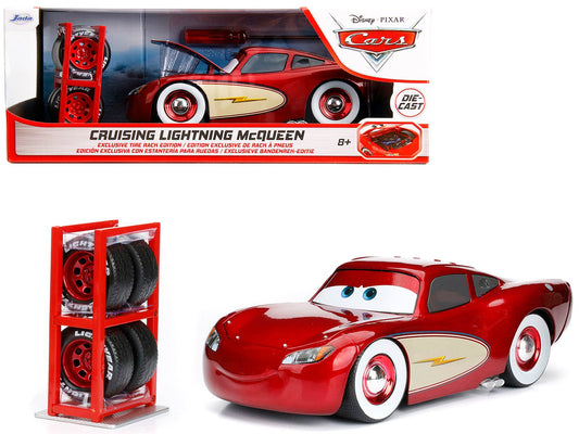 Cruising Lightning McQueen Red Metallic with Extra Wheels Disney & Pixar "Cars" Movie "Hollywood Rides" Series Diecast Model Car by Jada free shipping USA - Rapid Vehicles