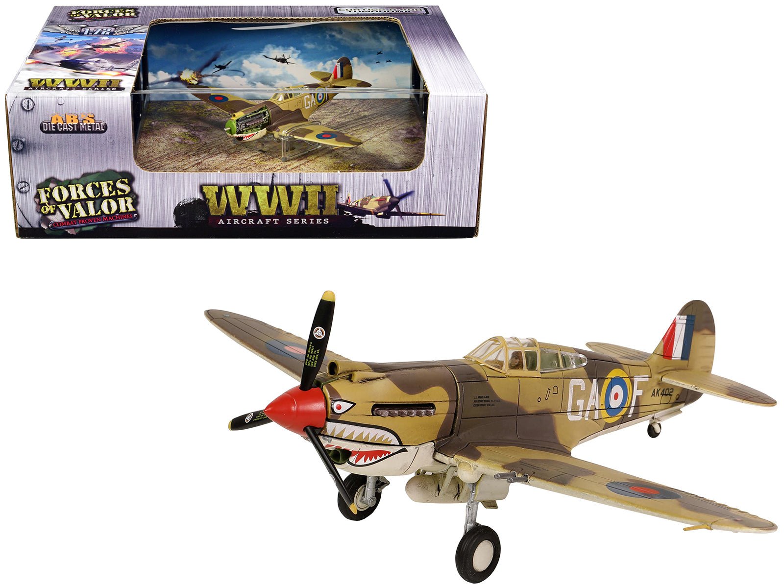 Curtiss P - 40B Tomahawk MK IIB Aircraft Fighter "112 Squadron (Royal Air Force) AK402 GA - F North Africa" (October 1941) "WW2 Aircrafts Series" 1/72 Diecast Model by Forces of Valor free shipping USA - Rapid Vehicles