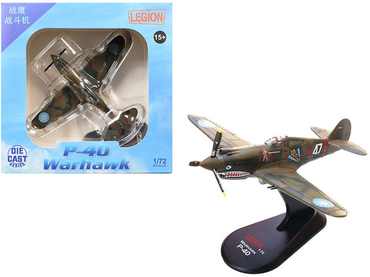 Curtiss P - 40B/C Warhawk Fighter Aircraft "White 47 Robert T. Smith 3rd Squadron Hell's Angels Chinese Air Force Burma" (1942) 1st American Volunteer Group 1/72 Diecast Model Airplane by Legion free shipping USA - Rapid Vehicles