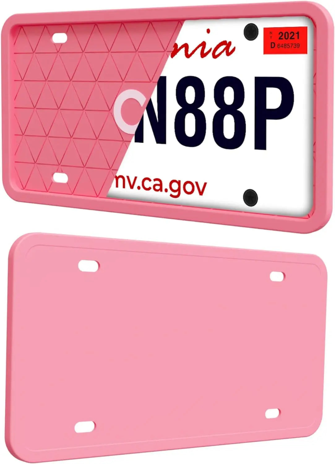 CG Automotive Silicone License Plate & Frames Pink, 2 Pack a Car Accessories for Women License Plate Covers, Universal US Car License Plate Holders, Rattle-Proof, Weather-Proof (Pink) - Premium  from Rapidvehicles - Just $19.99! Shop now at Rapidvehicles