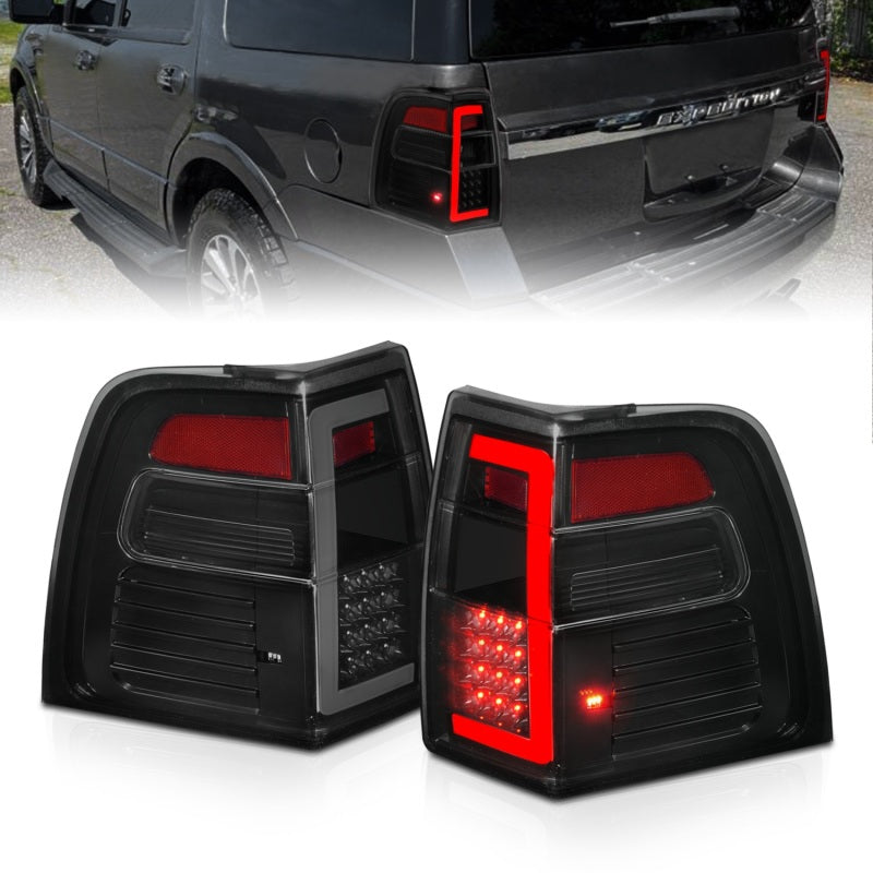ANZO 07-17 Ford Expedition LED Taillights w/ Light Bar Black Housing Smoke Lens 311409