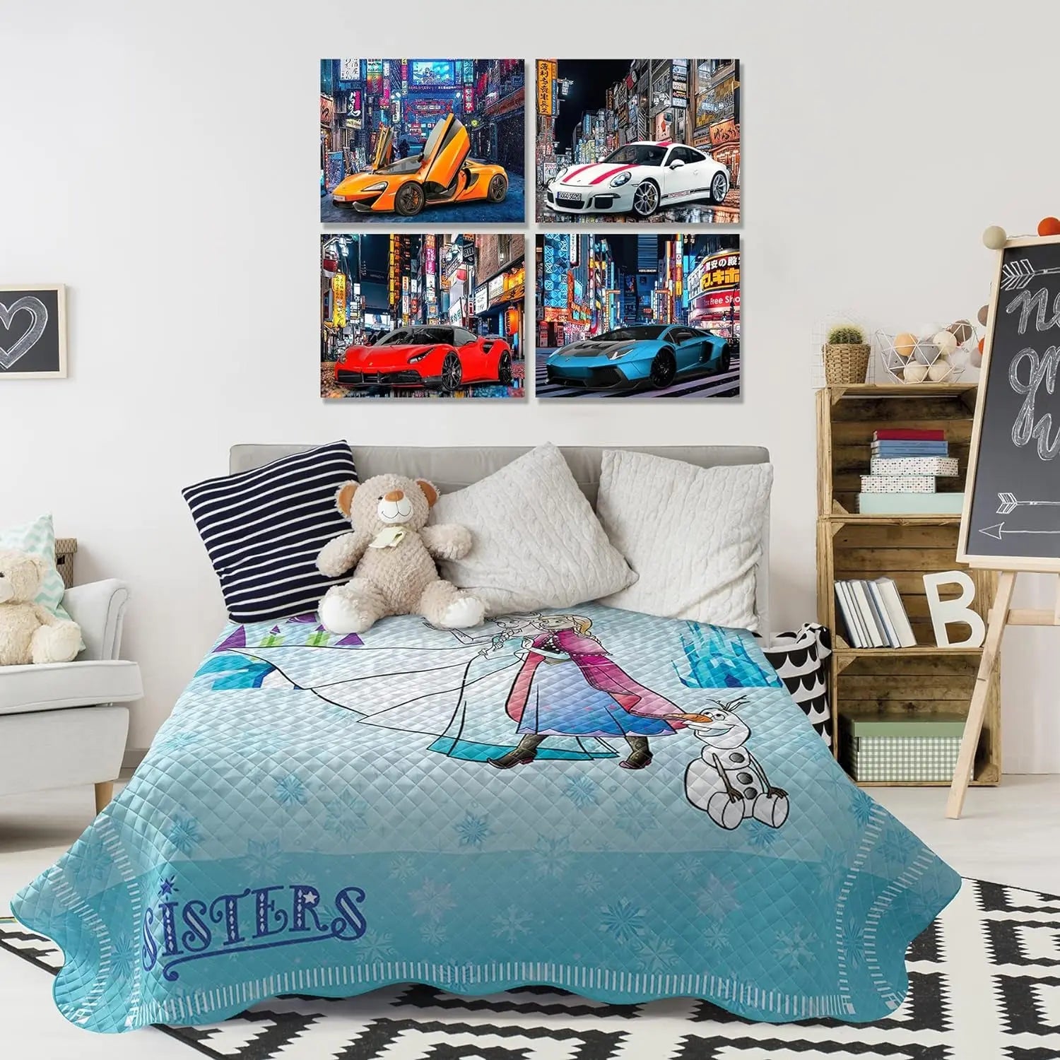 Japanese Street Style Car Posters for Boys Room Lamborghini Poster Mclaren Ferrari Bugatti Car Print Canvas Wall Art Bedroom Wall Decor,8X10 Inches,Set of 4,Unframed - Premium  from Rapidvehicles - Just $179.99! Shop now at Rapidvehicles