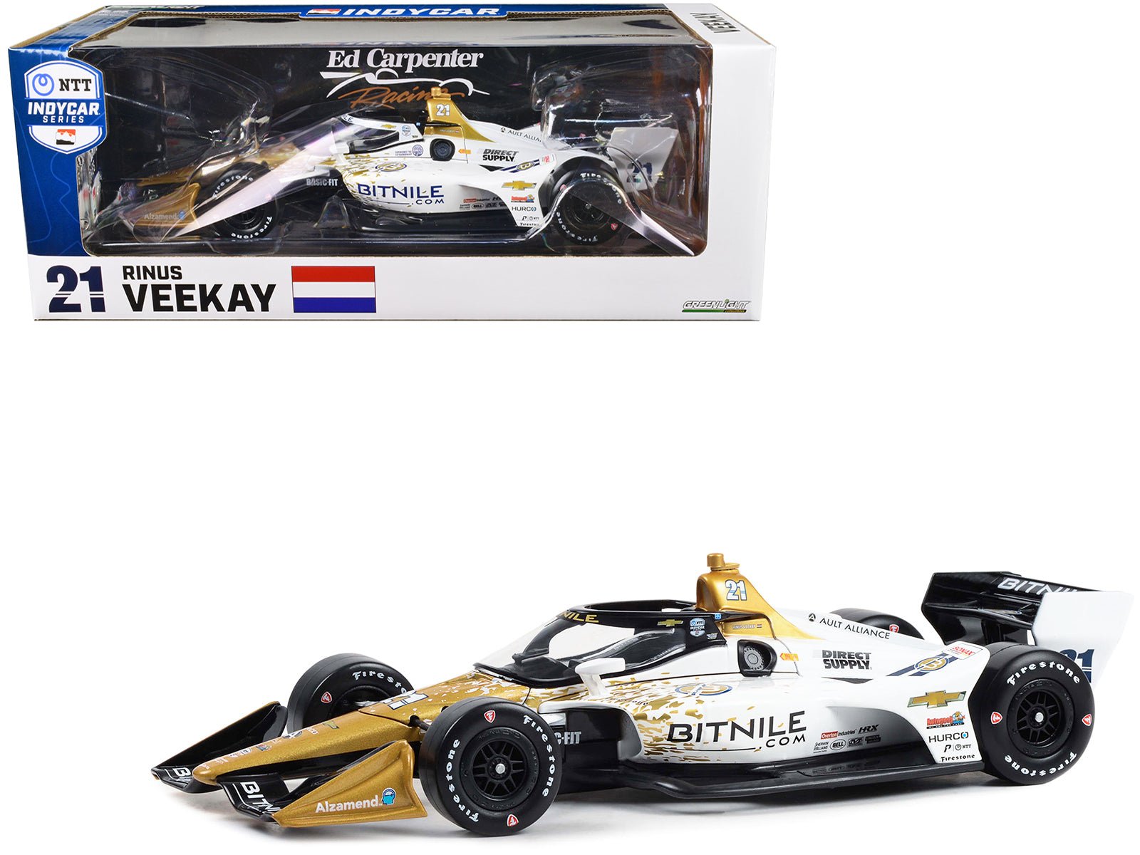 Dallara IndyCar 21 Rinus VeeKay "Bitnile" Ed Carpenter Racing (Road Course Configuration) "NTT IndyCar Series" (2023) 1/18 Diecast Model Car by Greenlight free shipping USA - Rapid Vehicles