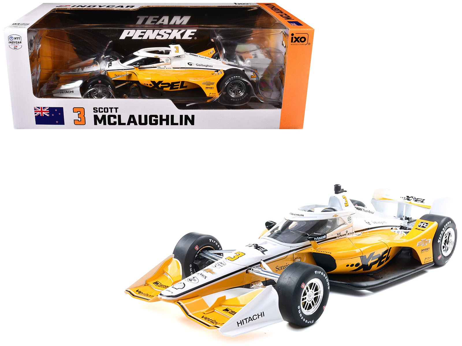 Dallara IndyCar 3 Scott McLaughlin "XPEL" Team Penske (Road Course Configuration) "NTT IndyCar Series" (2025) 1/18 Diecast Model Car by IXO Models free shipping USA - Rapid Vehicles