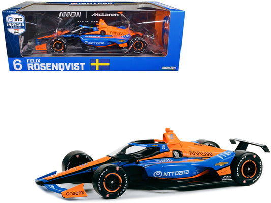 Dallara IndyCar 6 Felix Rosenqvist "NTT DATA" Arrow McLaren "NTT IndyCar Series" (2023) 1/18 Diecast Model Car by Greenlight free shipping USA - Rapid Vehicles