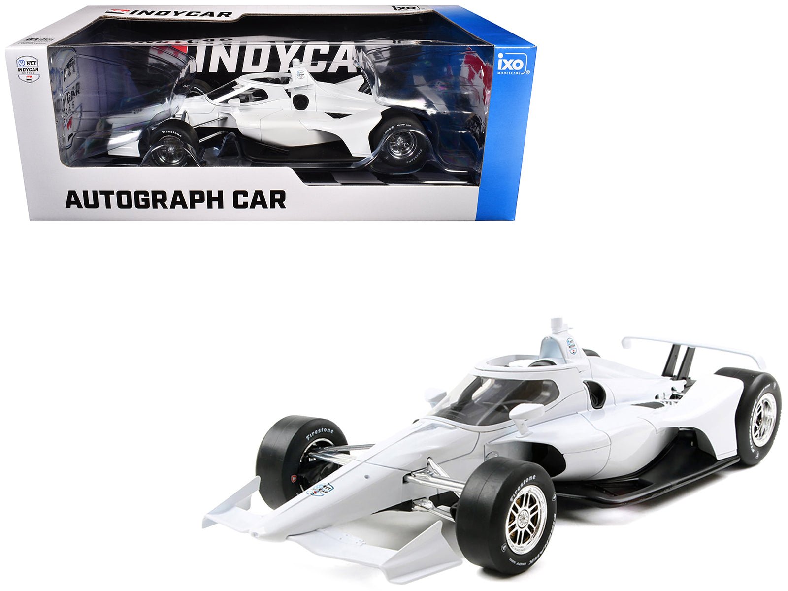 Dallara IndyCar Blank White "Autograph Car" (Super Speedway Configuration) "NTT IndyCar Series" 1/18 Diecast Model Car by IXO Models free shipping USA - Rapid Vehicles