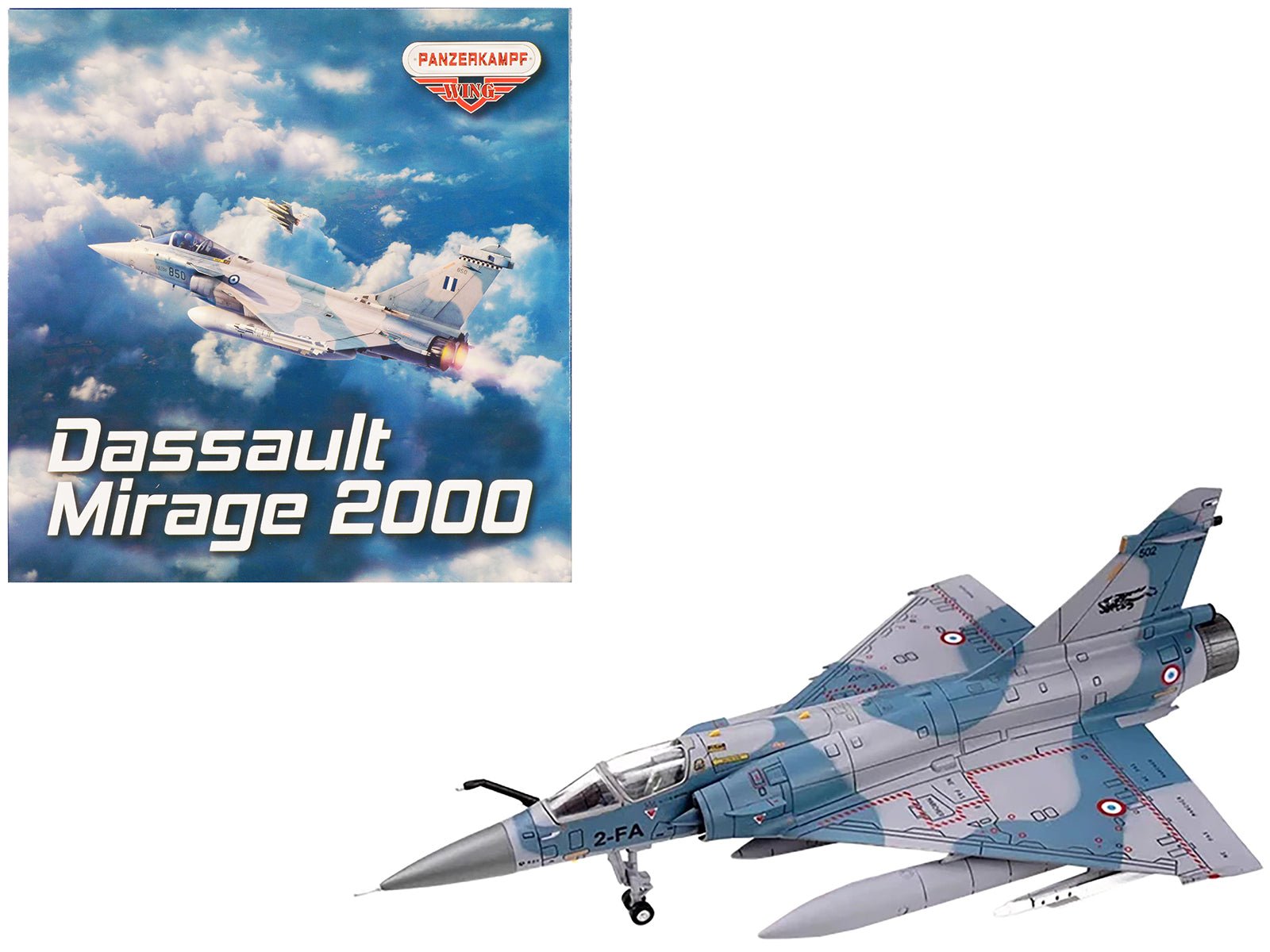 Dassault Mirage 2000 - 5F Fighter Aircraft "2 - FA Cigognes" French Air Force "Wing" Series 1/72 Diecast Model by Panzerkampf free shipping USA - Rapid Vehicles