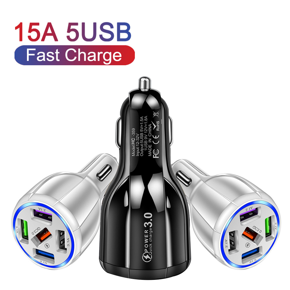 15W Quick Charge 5USB QC3.0 Car Charger - Premium Tech Accessories from Lilac Milo - Just $11.99! Shop now at Rapidvehicles