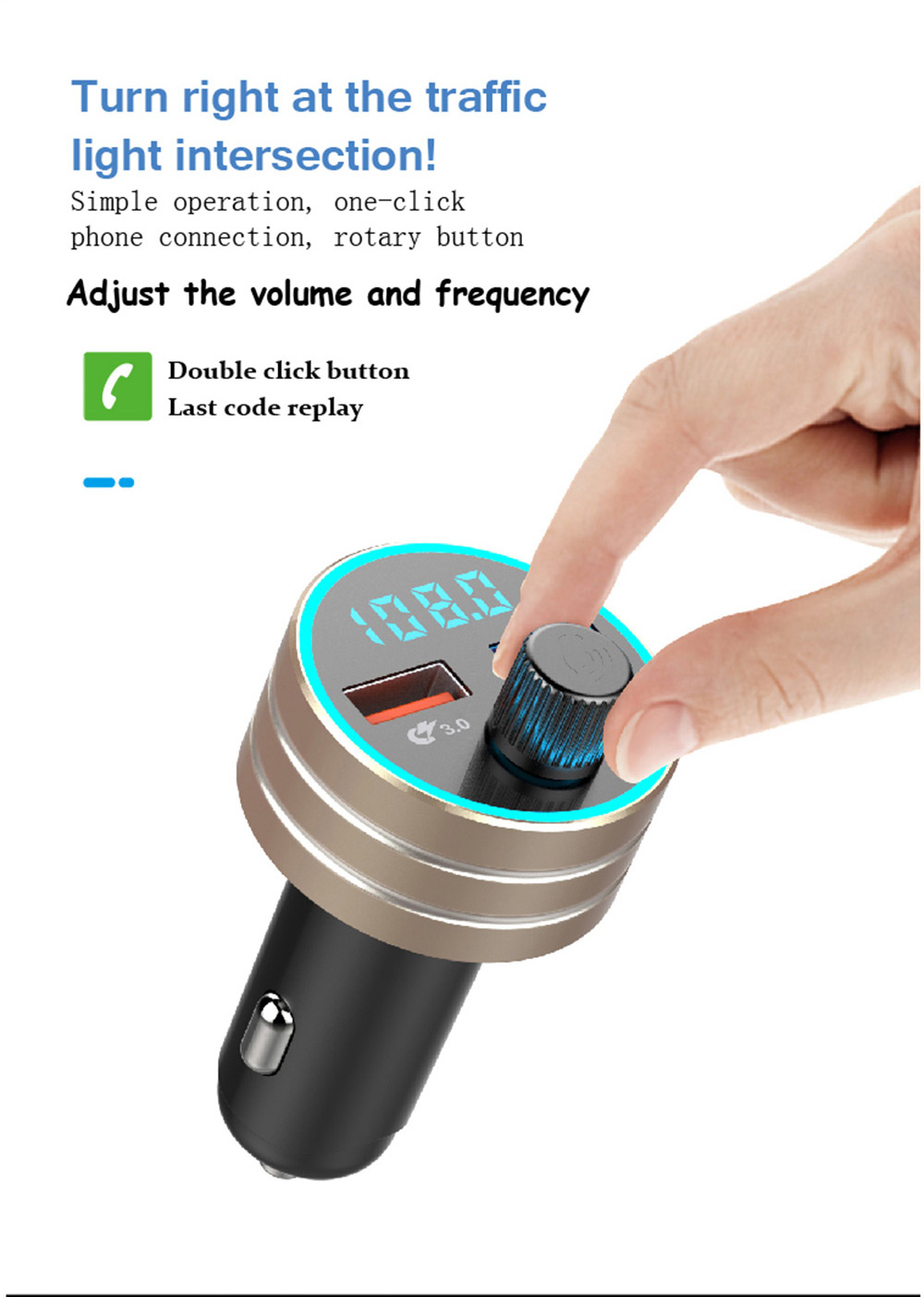 QC 3.0 Dual USB Fast Car Charger with Bluetooth Mp3 Player - Premium Tech Accessories from Teal Simba - Just $15.99! Shop now at Rapidvehicles