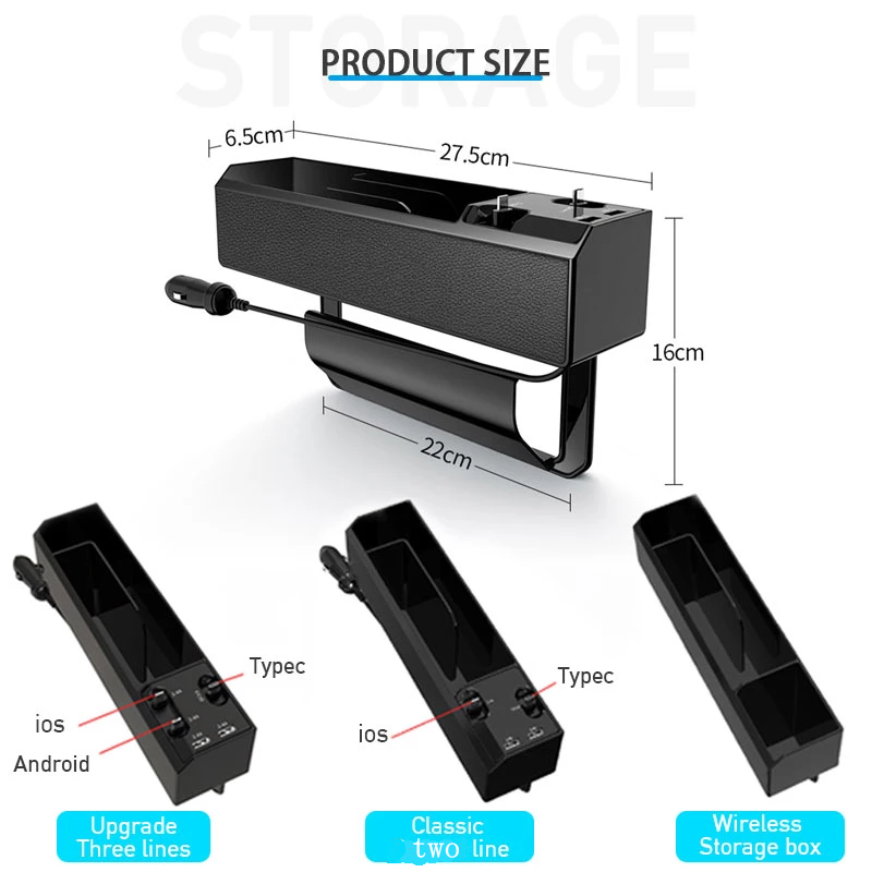 Car Seat Side Organizer with Charger Cable Car Seat Gap Storage Box - Premium Tech Accessories from Teal Simba - Just $15.99! Shop now at Rapidvehicles