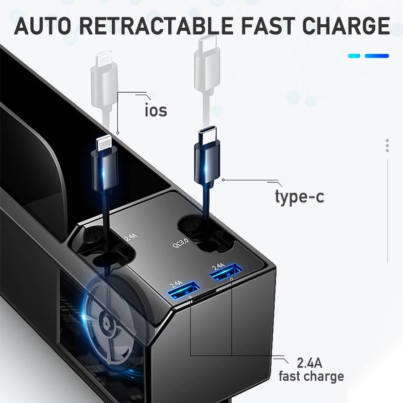 Car Seat Side Organizer with Charger Cable Car Seat Gap Storage - Premium Tech Accessories from Teal Simba - Just $25.99! Shop now at Rapidvehicles