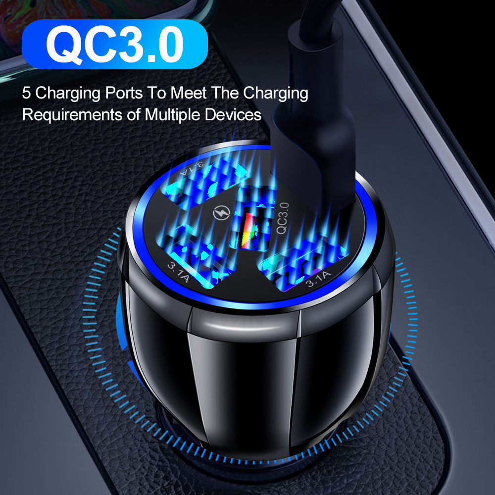 15W Quick Charge 5USB QC3.0 Car Charger - Premium Tech Accessories from Lilac Milo - Just $11.99! Shop now at Rapidvehicles