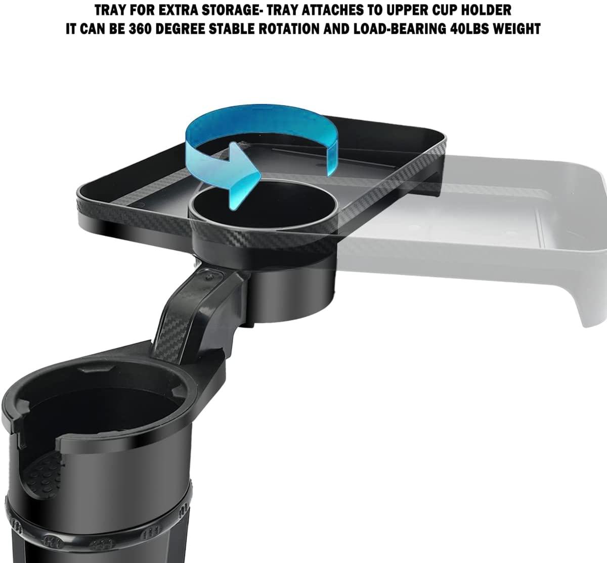 Multifunctional Car Cup Holder with Attachable Tray 360° Swivel - Premium Automotive from Teal Simba - Just $26.99! Shop now at Rapidvehicles