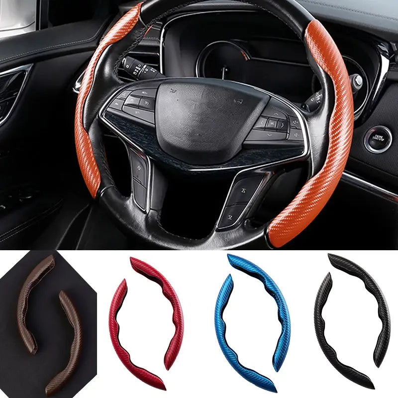 1Pair Carbon Fiber Universal Car Steering Wheel Cover - Premium Automotive from Lilac Milo - Just $20.99! Shop now at Rapidvehicles