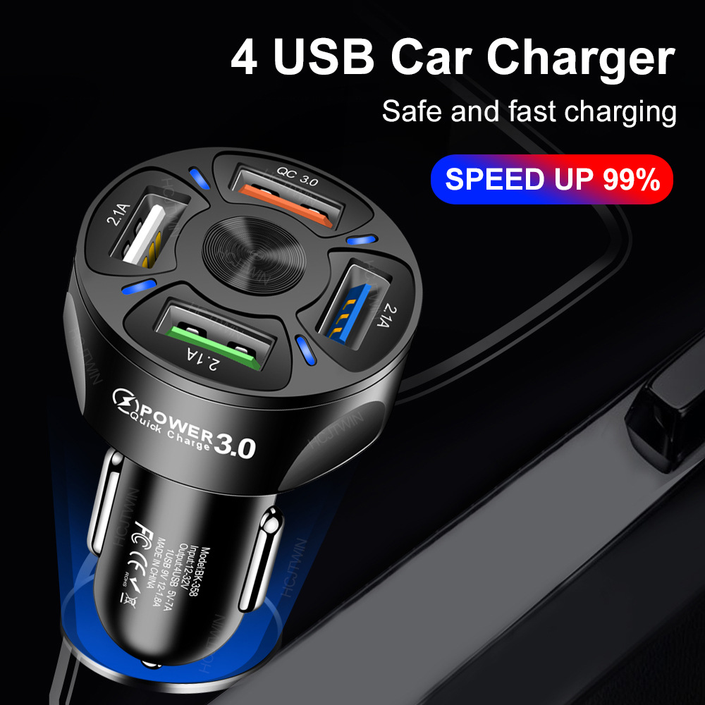 4 USB Car Charger Fast 7A QC3.0 Quick Car Chargr Adapter - Premium Tech Accessories from Lilac Milo - Just $16.99! Shop now at Rapidvehicles