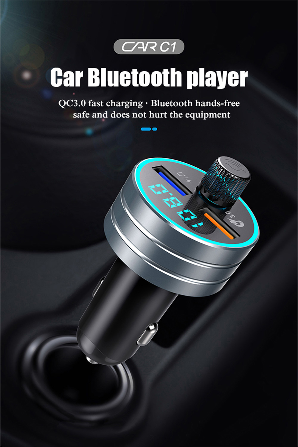 QC 3.0 Dual USB Fast Car Charger with Bluetooth Mp3 Player - Premium Tech Accessories from Teal Simba - Just $25.99! Shop now at Rapidvehicles