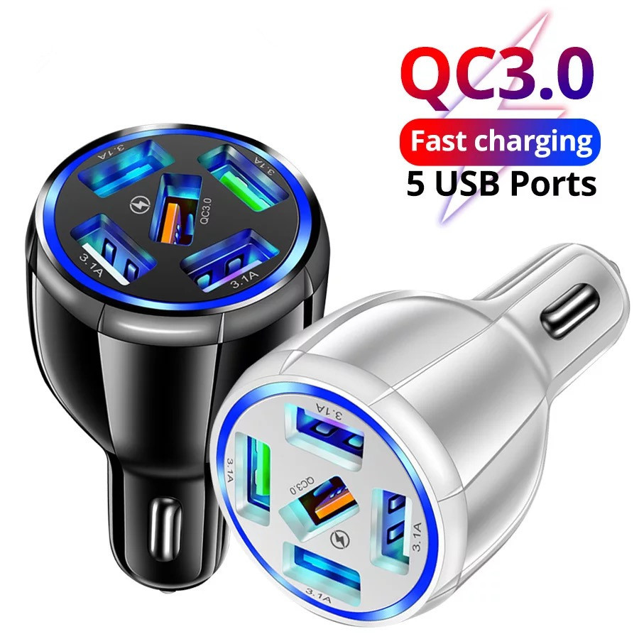 15W Quick Charge 5USB QC3.0 Car Charger - Premium Tech Accessories from Lilac Milo - Just $18.89! Shop now at Rapidvehicles