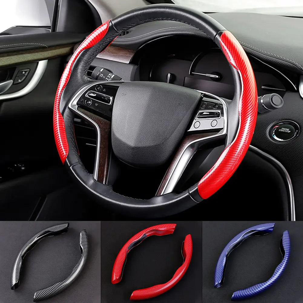 1Pair Carbon Fiber Universal Car Steering Wheel Cover 