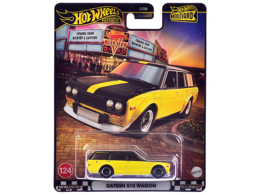 Datsun 510 Wagon Yellow and Black "Boulevard" Series Diecast Model Car by Hot Wheels free shipping USA - Rapid Vehicles