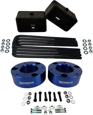 Full Lift Kit Compatible 2007-2018 Silverado & Sierra 1500 3" Front Lift Strut Spacers + 3" Rear Lift Blocks + Square Bend U-Bolts W/Differential Drop Kit 4WD (Blue) - Premium  from Rapidvehicles - Just $161.99! Shop now at Rapidvehicles