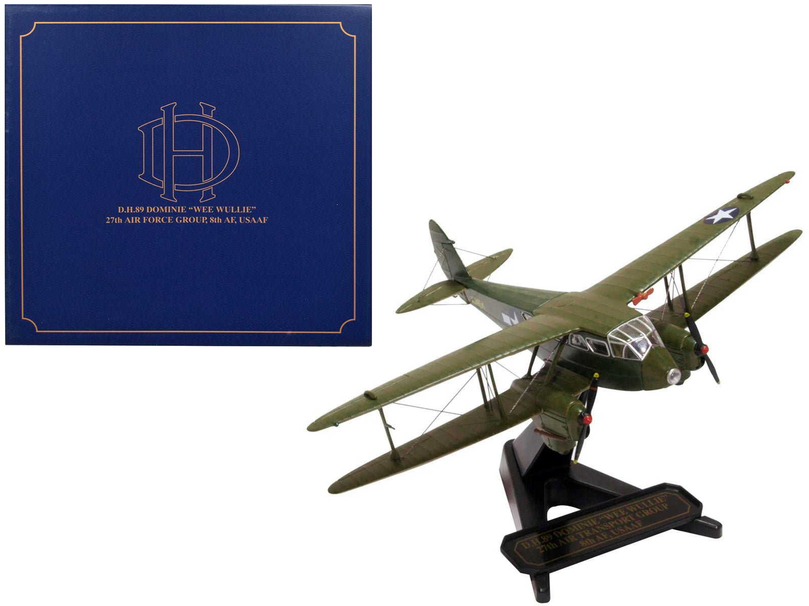 De Havilland D.H.89 Dominie Dragon Rapide Aircraft "Wee Wullie" "27th Air Force Group 8th AF USAAF" 1/72 Diecast Model Airplane by Oxford Diecast free shipping USA - Rapid Vehicles