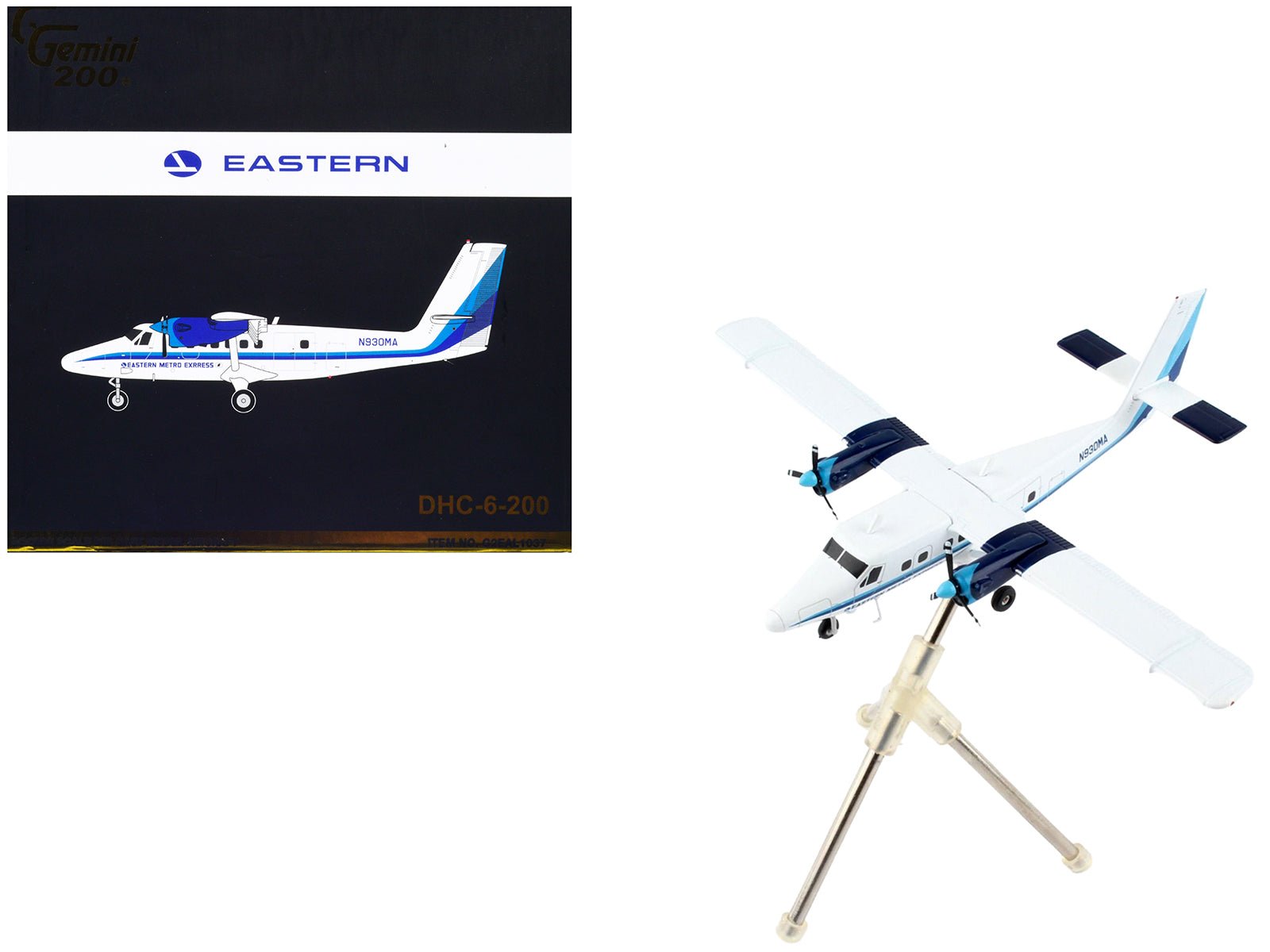 De Havilland DHC - 6 - 200 Commercial Aircraft "Eastern Air Lines - Metro Express" White with Blue Stripes "Gemini 200" Series 1/200 Diecast Model Airplane by GeminiJets free shipping USA - Rapid Vehicles
