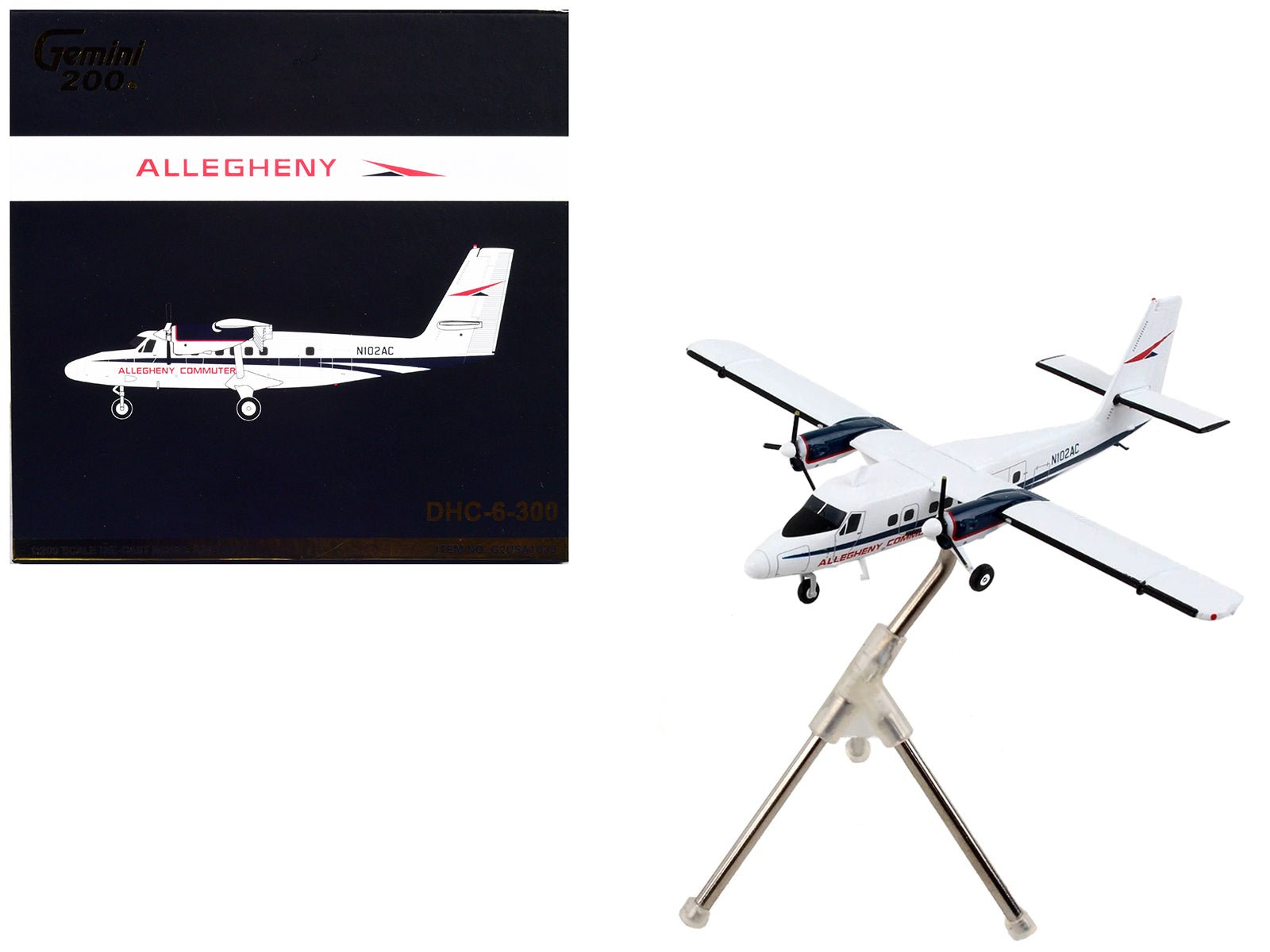 De Havilland DHC - 6 - 300 Commercial Aircraft "Allegheny Airlines" White with Blue Stripes "Gemini 200" Series 1/200 Diecast Model Airplane by GeminiJets free shipping USA - Rapid Vehicles
