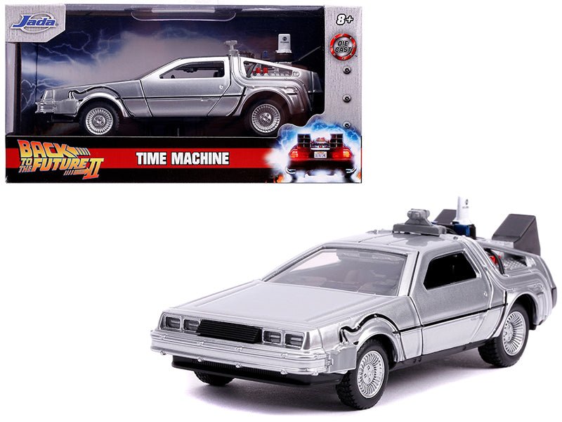 DeLorean DMC (Time Machine) Silver "Back to the Future Part II" (1989) Movie "Hollywood Rides" Series 1/32 Diecast Model Car by Jada free shipping USA - Rapid Vehicles