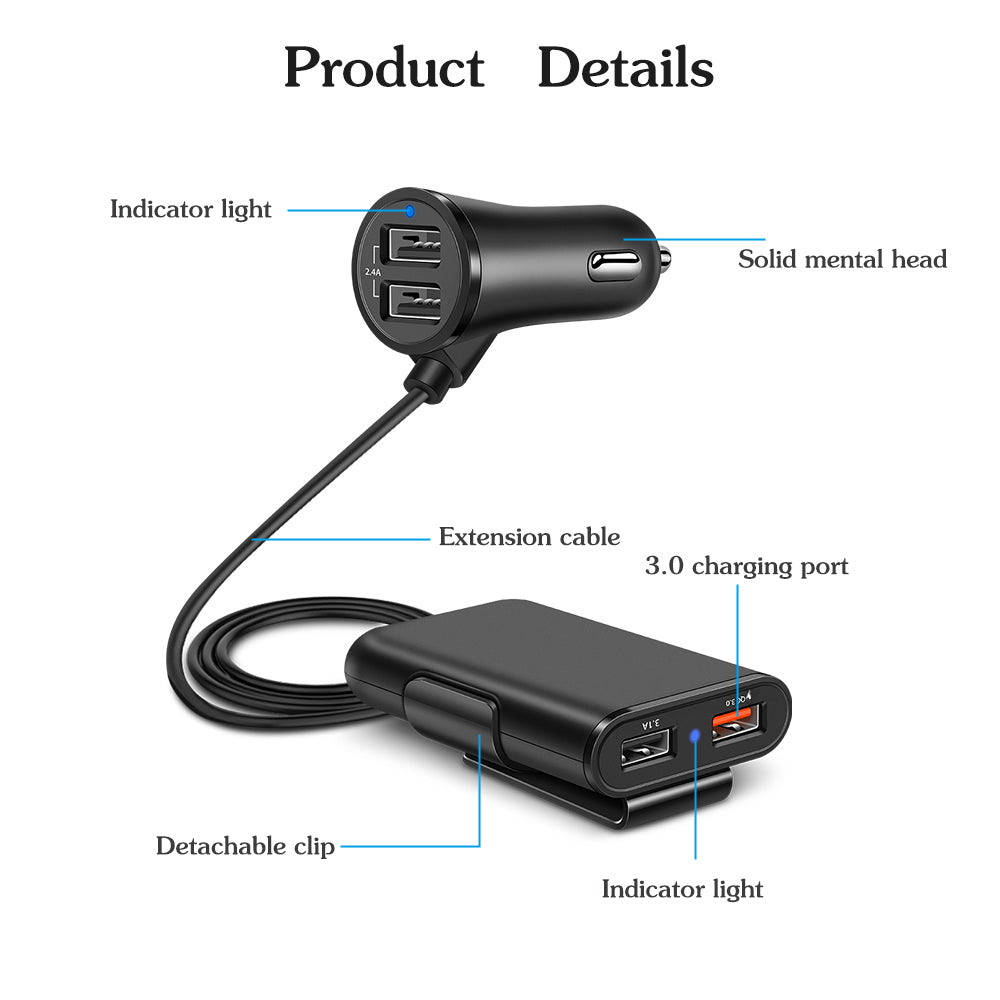 Smart QC3.0 Quick Car USB Charger With A Clip - Premium Automotive from Teal Simba - Just $12.99! Shop now at Rapidvehicles