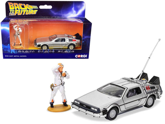 DMC DeLorean Time Machine with Doc Brown Figure "Back to the Future" (1985) Movie Diecast Model Car by Corgi free shipping USA - Rapid Vehicles
