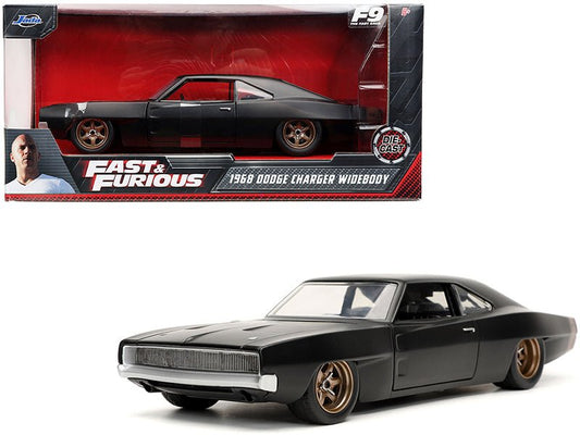 Dom's 1968 Dodge Charger Widebody Matt Black "Fast & Furious 9 F9" (2021) Movie 1/24 Diecast Model Car by Jada free shipping USA - Rapid Vehicles