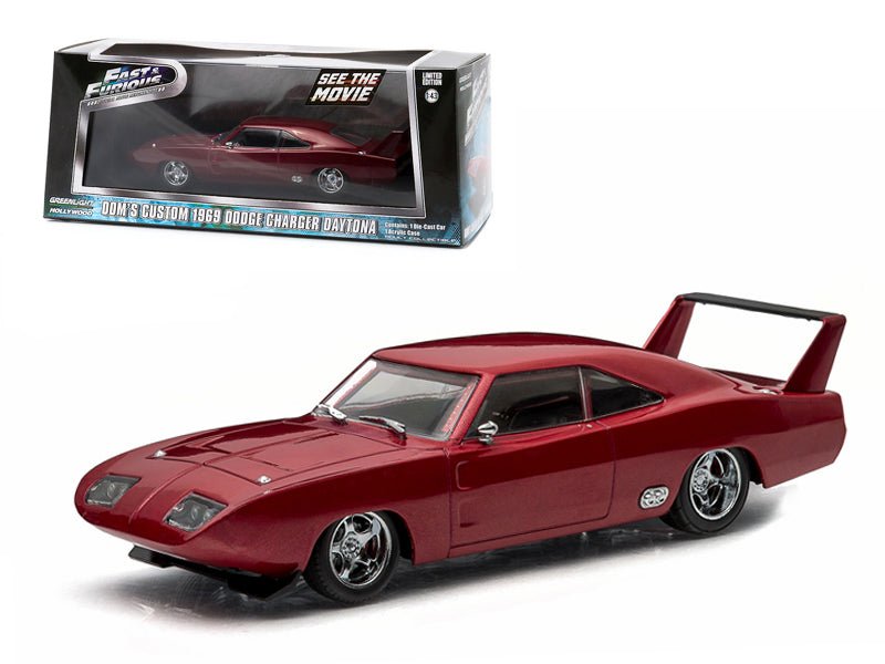 Dom's 1969 Dodge Charger Daytona Maroon "Fast and Furious 6" Movie (2013) 1/43 Diecast Model Car by Greenlight free shipping USA - Rapid Vehicles